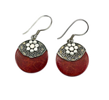 Boucles d'oreilles en argent 925 avec une pierre de couleur rouge