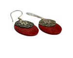 Boucles d'oreilles en argent 925 avec une pierre de couleur rouge