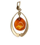 Pendentif or jaune 18K avec une ravissante Ambre orange