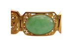 Bracelet or jaune 750 orné de pierre de jade et de motifs originaux