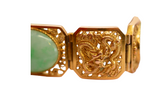 Bracelet or jaune 750 orné de pierre de jade et de motifs originaux