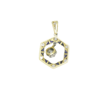 Pendentif en platine et or jaune 750 avec diamant central mobile