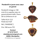 Pendentif or jaune 750 avec coeur en grenat