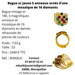 Bague or jaune 750, 5 anneaux ornés d'une mosaïque de 16 diamants