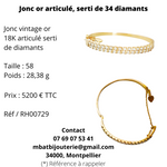 Bracelet jonc articulé serti de 34 diamants