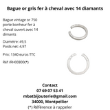 Bague or gris fer à cheval avec 14 diamants