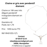 Collier or gris avec pendentif diamant