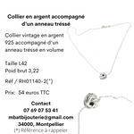 Collier en argent accompagné d'un anneau tressé