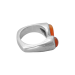 Bague argent carrée asymétrique avec ambre