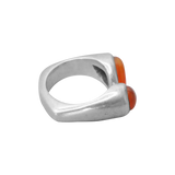 Bague argent carrée asymétrique avec ambre